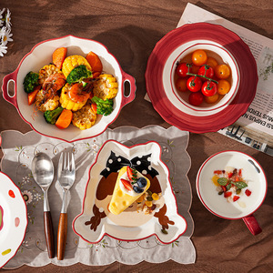 Juego de vajilla de cerámica para el hogar Ins de dibujos animados de chica Retro moderna, cuenco de comedor y plato para fiestas, venta al por mayor - Product Image 2