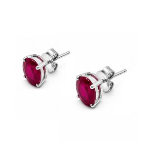 Pendientes de Plata de Ley 925 con Rubí Ovalado, Chapados en Rodio, Venta al Por Mayor - Product Image 4