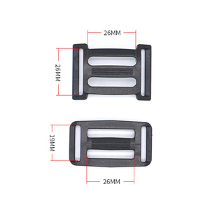 Boucles en plastique noir à trois positions 26 mm pour ajustement de sangle de sac à dos, accessoires de sac avec anneau en D - Product Image 3