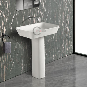 Lavabo de Pedestal Moderno de Cerámica, Cuadrado y Compacto, Diseño Clásico Hecho a Mano para Proyectos de Villas - Product Image 2