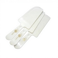 Couteau à gâteau jetable écologique en plastique avec logo personnalisé et design géométrique, ensemble de 3 pièces, personnalisation des couleurs