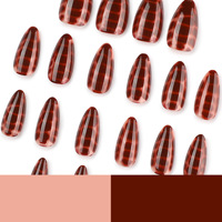Ongles tendance imprimé léopard guépard, faux ongles amande à presser, motif écaille de tortue rouge foncé brillant, réutilisables, manucure automne
