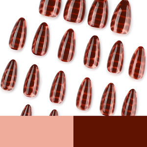 Ongles tendance imprimé léopard guépard, faux ongles amande à presser, <span class=keywords><strong>motif</strong></span> écaille de tortue rouge foncé brillant, réutilisables, manucure <span class=keywords><strong>automne</strong></span> - Product Image 3
