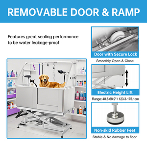 Pour Petsproofing Baignoire <span class=keywords><strong>de</strong></span> toilettage pour chiens <span class=keywords><strong>de</strong></span> luxe Station <span class=keywords><strong>de</strong></span> lavage pour chiens en acier inoxydable avec <span class=keywords><strong>rampe</strong></span> d'accès pratique pour un bain facile pour les animaux <span class=keywords><strong>de</strong></span> compagnie - Product Image 2