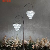 Lustre de sol vintage à 3 têtes avec cristaux LED pour allée, éclairage de guidage de chemin, idéal pour mariages, fêtes, événements et cérémonies