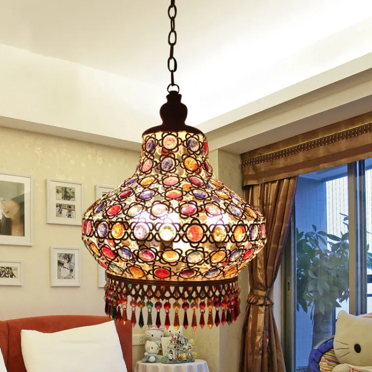 Церковная арт диффузная кофейная люстра освещение в марокканском стиле Арабская мечеть Подвесная лампа мусульманский медный фонарь