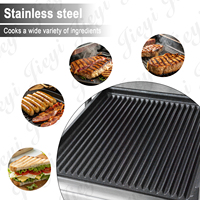 Grill de contact électrique commercial JIEYI, surface antiadhésive, panini, sandwich, acier inoxydable, poignée noire avec affichage numérique