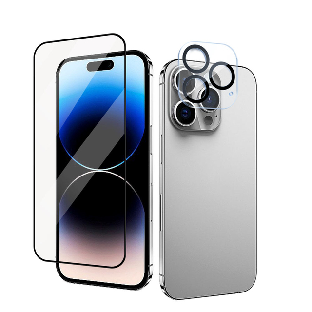 Wholesale 2 in 1 9H Mobile Phone Tempered Glass Screen Protector Camera Lens Protector for iPhone 16 15 14 13 12 11 Pro Max Plus