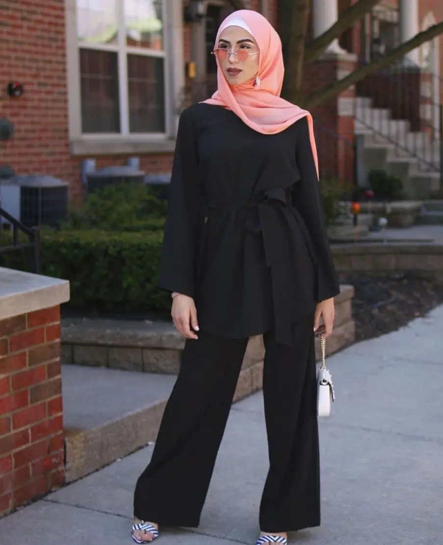 2pc Top e Pantaloni Set Turco Donne Abbigliamento Islamico Musulmano Insieme Casuale Vestiti Arabo Vestiti Delle Signore Casuali Abaya Set per Le Donne