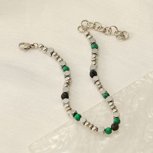 Hot Selling <b>Turquoise</b> Volcanic Stone Tiger Eye Bracelet Titanium Steel Silver <b>Bead</b> Natural Stone Cool Bracelet - Product Image 4