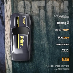 Voiture de drift rechargeable haute performance à l'échelle 1/43 pour enfants, en métal durable, avec éclairage, résistante aux chocs, télécommande et chargeur - Product Image 2