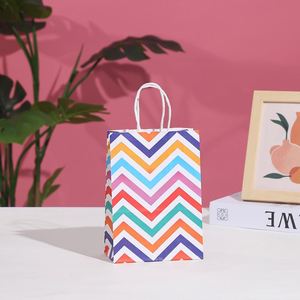 Sacs de rangement en carton kraft blanc écologiques, résistants à la graisse, à rayures géométriques simples, avec poignée en corde de coton, classiques pour la maison - Product Image 5