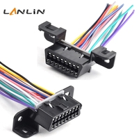 Cable OBDII de 16 pines con terminal fijo hembra J1962F a extremo abierto, 10 cm, cableado de núcleo completo con codificación de color