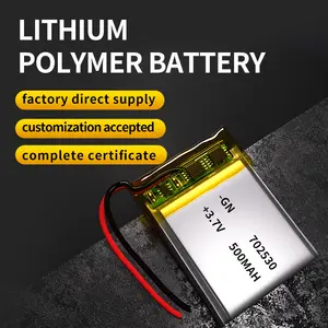 Vente en gros batterie lipo rechargeable 702530 3.7v, batterie li-polymère 500mah, batterie lithium polymère 702530
