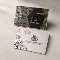Cartes de remerciement personnalisées de luxe, gravées au laser, en métal électroplaqué noir mat et or, vierges