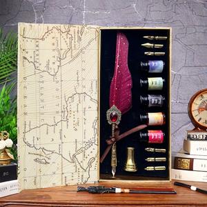 Juego de Bolígrafos de Metal Bonvan con Diseño de Pluma, Caja de Regalo Magnética con Piedras Preciosas, Diseño Novedoso, Tinta Negra, Ancho de Escritura de 0.5 mm - Product Image 3