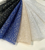 Tissu en dentelle de tulle brodé de paillettes 100% polyester, maille à paillettes pour jupe Pollera, robe de Quinceanera, robe de carnaval