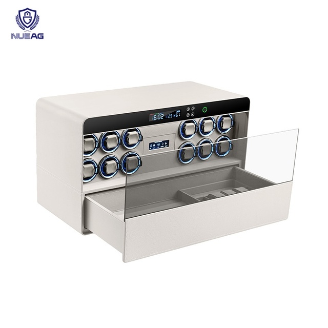 Full Leather Wrapped Watch Winder Safe with Tempered Glass Panel Multiple Color Options for Home Decor