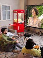 Carrito de Palomitas con Olla de 8 Onzas, Máquina de Palomitas Comercial Estilo Cine Vintage con Luz Interior