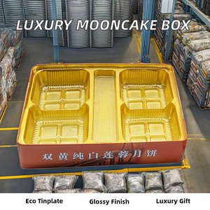 กล่องดีบุกดีบุกทรงสี่เหลี่ยมผืนผ้าสีสันสดใสพิมพ์ลายขนมไหว้พระจันทร์ทำจากโลหะหรูหราขนาด37ซม. พิมพ์โลโก้ได้ตามต้องการ - Product Image 3