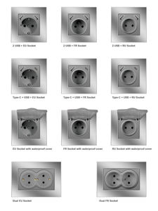 Prese <span class=keywords><strong>e</strong></span> Interruttori Elettrici da Parete in Alluminio Standard UE, Fornitura all'Ingrosso Nero, Oro, Bianco, Grigio - Product Image 4