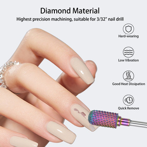 6pcs Diamond Nail <b>Drill</b> <b>Bits</b> Set Russian Manicure Cuticle Cleaner Polishing Burr Tools for Salon - Product Image 4