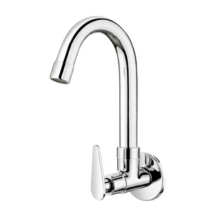 Robinet mural en alliage de zinc finition chromée, corps long, pour lavabo, eau froide, robinet de machine à laver durable - Product Image 1