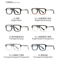 Monture de lunettes carrée unisexe TR90 anti-lumière bleue, style européen et américain, sans correction, tendance mode, compatible