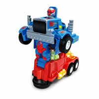 Camion robot semi-remorque durable, non toxique et déformable avec tuyaux d'échappement et moteur doré – Cadeau éducatif pour enfants