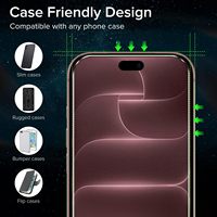 Film en verre trempé compatible avec coque 380 Glue pour iPhone DUO 18 Pro Max, protection d'écran transparente 9H sans bulles, vente en gros usine