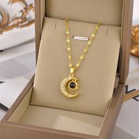 Cadeau du Jour de Valentine 100 langues JE t'aime collier de projection 18k avec zircon lune pendentif collier de projection