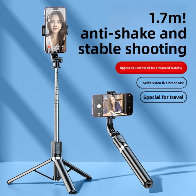 1.7m Professional Selfie Stick Tripod with LED Fill Light 20m Bluetooth Remote Extendable Phone Stand for Live Stream TikTok