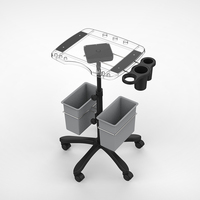Chariot de Salon Professionnel en Acrylique, Réglable en Hauteur, avec Plateau Roulant pour Coloration Capillaire et Bacs de Rangement pour Coiffeur, Esthéticienne, Tatoueur