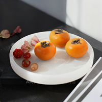 Plateau de rangement pour fruits et bijoux en marbre naturel Art Déco fait main, blanc, haut de gamme, décoration intérieure, luxe léger, hôtel, maison d'hôtes, personnalisable