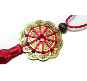 Suerte encanto antiguo <span class=keywords><strong>CHING</strong></span> monedas prosperidad fortuna a casa decoración de coche rojo nudo chino FENG SHUI conjunto - Product Image 3