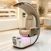 Chaise de soin des pieds professionnelle de luxe moderne noire, chaise de pédicure électrique réglable avec massage pour salon de manucure