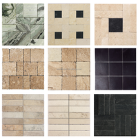 Mosaïque de pierre de jade noir moderne, finition polie, épaisseur 10 mm, pour restaurant, hôtel, B&B, sol et mur de salle de bain, vente en gros