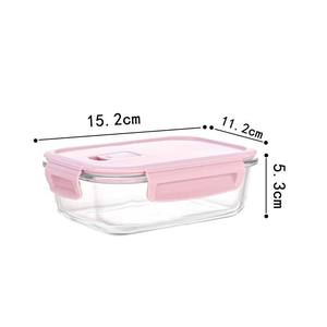 Nhà bếp lò vi sóng hình chữ nhật 2 ngăn thực phẩm Bento lưu trữ <span class=keywords><strong>container</strong></span> kính hộp Ăn trưa với kín khóa có nắp đậy - Product Image 2