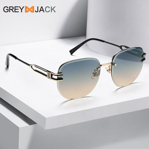 Nouvelles lunettes de soleil métalliques sans monture de style européen UV400 pour femmes, surdimensionnées, à verres dégradés, noires, sans bordure - Product Image 3