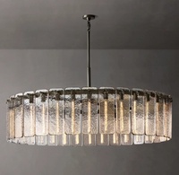 Lustre moderne de luxe de style américain en acier inoxydable et verre avec LED à intensité variable pour villa, restaurant, décoration intérieure E26