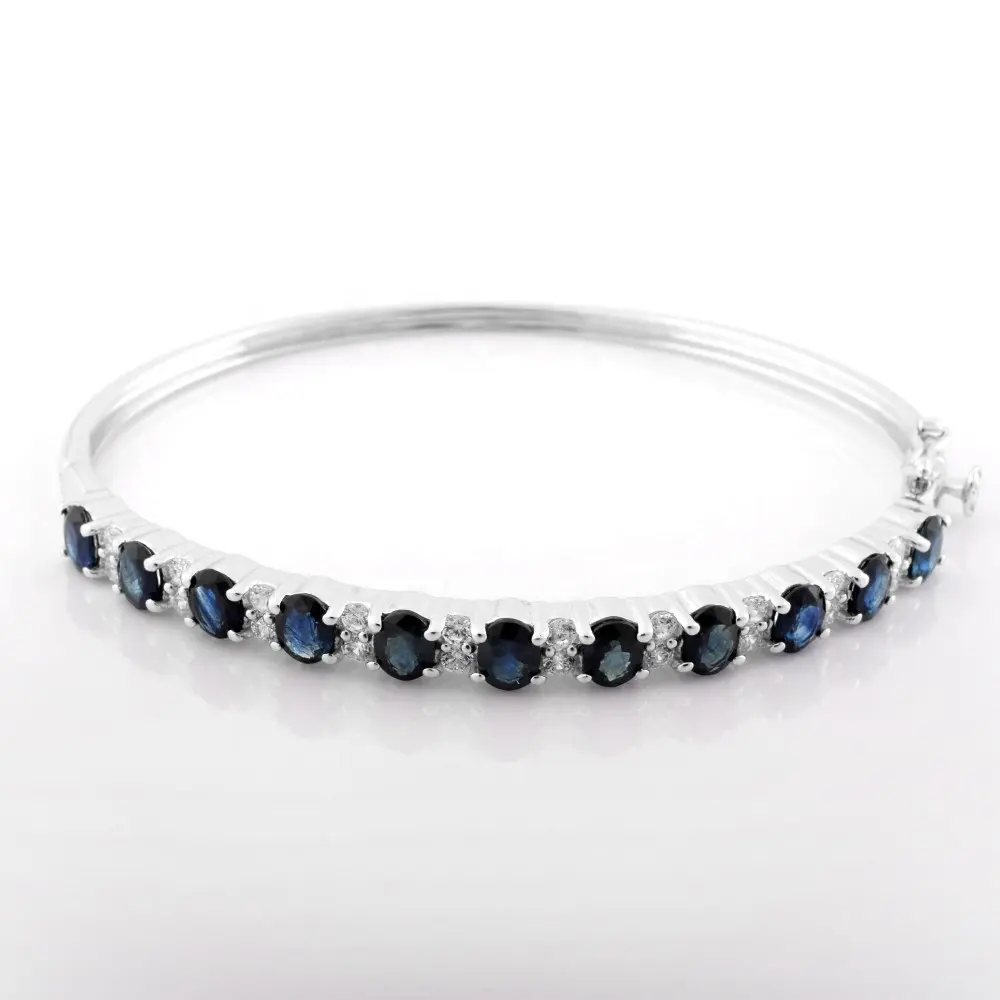 Braccialetti squisiti disegni con pietre di zaffiro blu 925 braccialetti d'argento per ogni giorno braccialetti di zaffiro braccialetti fatti a mano