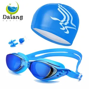 남여 공용 방수 UV 보호 서핑 수영 모자 귀마개 코 클립 세트 성인 안티 포그 수영 고글 전문