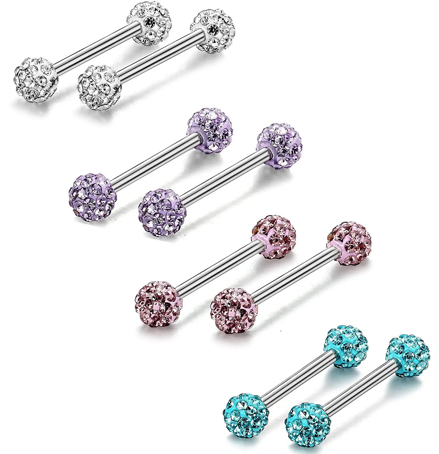 Acier inoxydable chirurgical diamant stud nez anneau piercing sexy langue strass haltères Shambala nez anneau bijoux