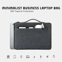 Housse pour ordinateur portable moderne et minimaliste de 14/16 pouces, en polyester hydrofuge, antichoc à 360°, avec poignée rétractable et fermeture éclair