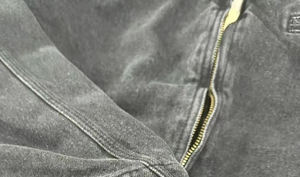 Veste de travail pour homme en denim délavé et vieilli, doublée, coupe oversize, style vintage, col rabattu, poches zippées, style urbain, devant/<span class=keywords><strong>dos</strong></span> - Product Image 3