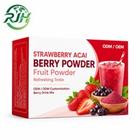 Poudre de café aromatisée à la fraise et à l'açaï OEM/ODM, mélange de café aux fruits personnalisé, goût rafraîchissant pour les boissons