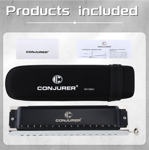 CONJURER <span class=keywords><strong>Harmonica</strong></span> Chromatique Professionnel 16 Trous de Haute Qualité pour Joueurs Avancés Orgue à Bouche en Acier Inoxydable - Product Image 5