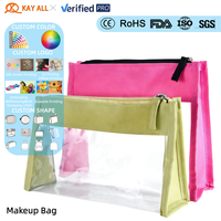 Trousse de maquillage transparente en PVC, trousse de toilette, trousse de voyage polyvalente, grande capacité, organisateur anti-poussière, sac de rangement transparent