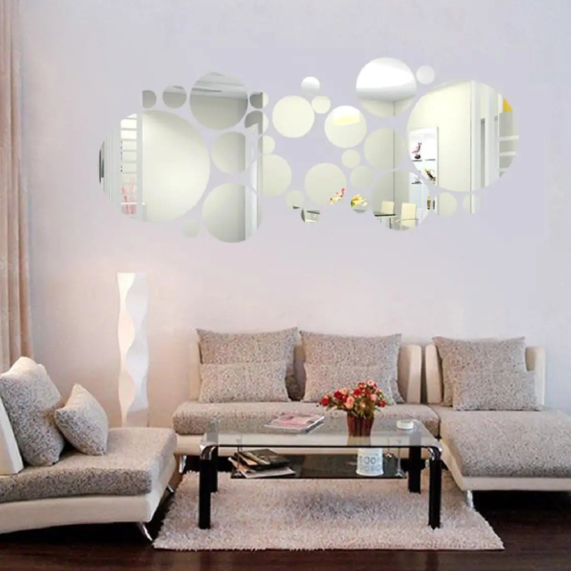 Pegatinas de pared redondas de espejo 3D para decoración del hogar, pegatinas de pared para el hogar, decoración de la habitación, removibles, 27 Uds., 1 Juego