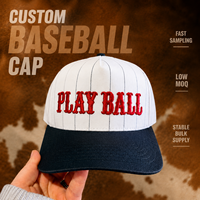 Topi Baseball LUYAN Premium Custom 5 Panel Dua Warna Garis-Garis dengan Bordir Huruf Timbul Model Snapback